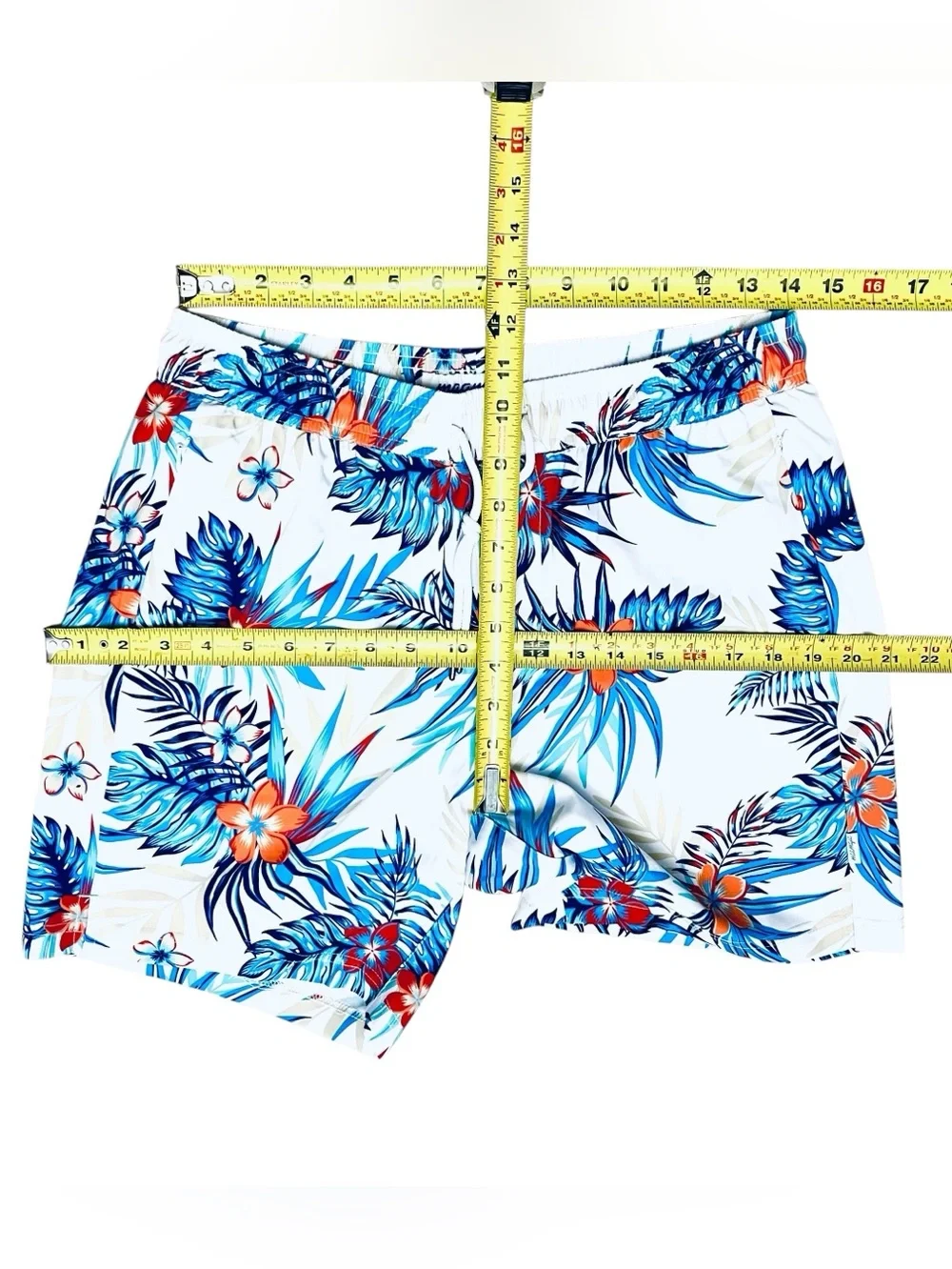 Maamgic Swim Trunks Tropical Hawaiian Liner Stretch Quick Dry Zip/Pockets Sz M